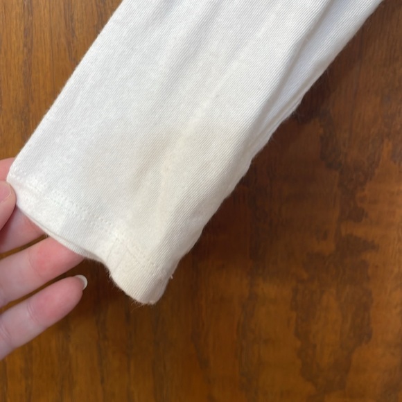 LANDS END UEC Girls Size M (8) White Long Sleeve Yoga Poses T Shirt Cotton - Picture 3 of 12